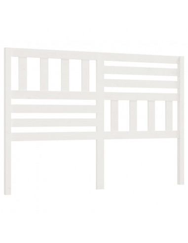 Testiera per Letto Bianca 126x4x100cm in Legno Massello di Pino