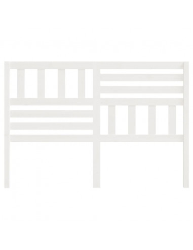 Testiera per Letto Bianca 126x4x100cm in Legno Massello di Pino