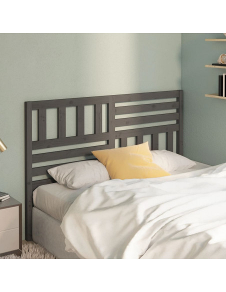 Testiera per Letto Grigia 126x4x100cm in Legno Massello di Pino