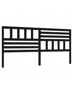 Testiera per Letto Nera 186x4x100 cm in Legno Massello di Pino 2