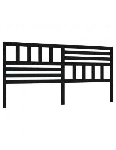 Testiera per Letto Nera 186x4x100 cm in Legno Massello di Pino
