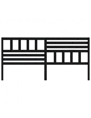 Testiera per Letto Nera 186x4x100 cm in Legno Massello di Pino