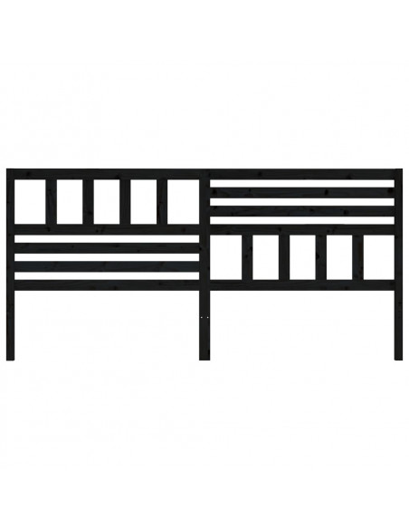 Testiera per Letto Nera 186x4x100 cm in Legno Massello di Pino