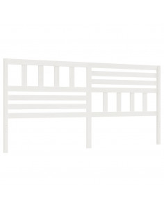 Testiera per Letto Bianca 206x4x100cm in Legno Massello di Pino 2