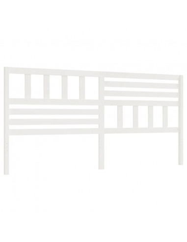 Testiera per Letto Bianca 206x4x100cm in Legno Massello di Pino
