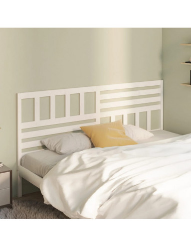 Testiera per Letto Bianca 206x4x100cm in Legno Massello di Pino