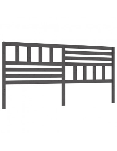 Testiera per Letto Grigia 206x4x100cm in Legno Massello di Pino