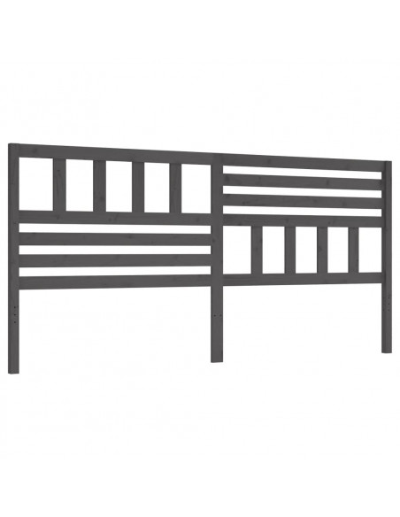 Testiera per Letto Grigia 206x4x100cm in Legno Massello di Pino