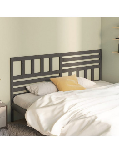 Testiera per Letto Grigia 206x4x100cm in Legno Massello di Pino