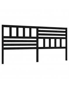 Testiera per Letto Nera 206x4x100 cm in Legno Massello di Pino 2