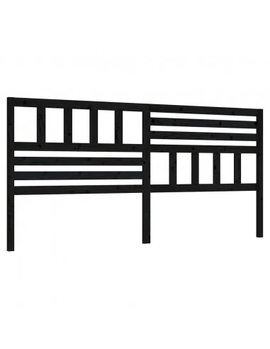 Testiera per Letto Nera 206x4x100 cm in Legno Massello di Pino