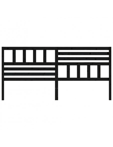 Testiera per Letto Nera 206x4x100 cm in Legno Massello di Pino