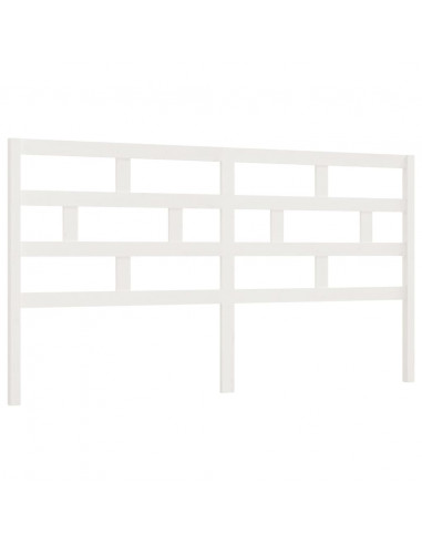 Testiera per Letto Bianca 186x4x100cm in Legno Massello di Pino