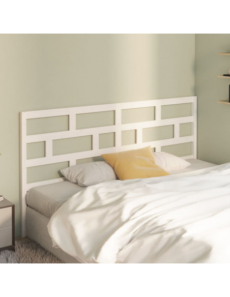 Testiera per Letto Bianca 186x4x100cm in Legno Massello di Pino