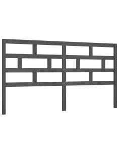 Testiera per Letto Grigia 206x4x100cm in Legno Massello di Pino 2