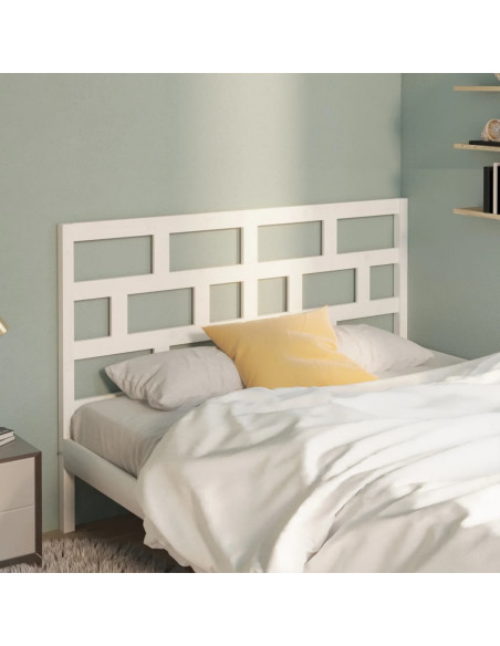 Testiera per Letto Bianca 156x4x100cm in Legno Massello di Pino