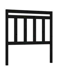 Testiera Letto Nera 81x4x100 cm in Legno Massello di Pino 2