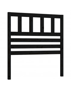 Testiera per Letto Nera 96x4x100 cm in Legno Massello di Pino 2