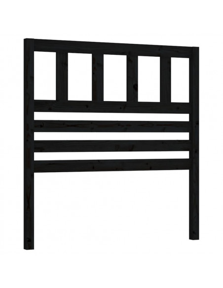 Testiera per Letto Nera 96x4x100 cm in Legno Massello di Pino