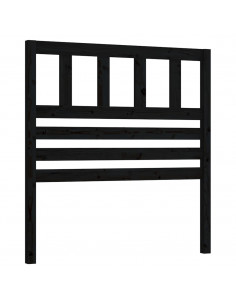 Testiera per Letto Nera 106x4x100 cm in Legno Massello di Pino 2