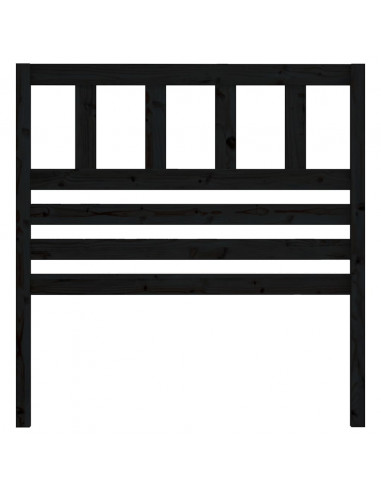Testiera per Letto Nera 106x4x100 cm in Legno Massello di Pino