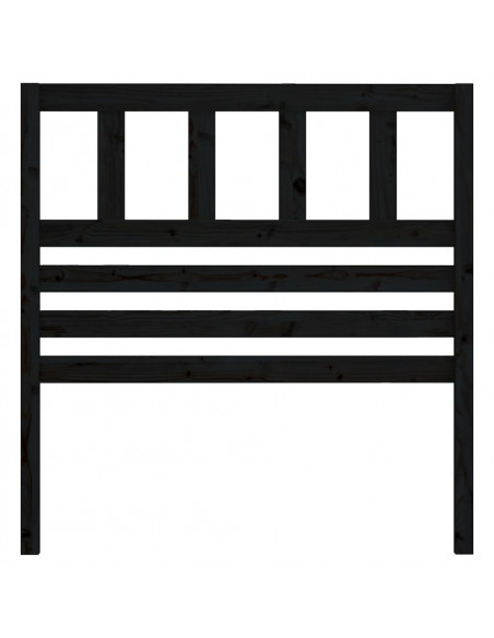 Testiera per Letto Nera 106x4x100 cm in Legno Massello di Pino