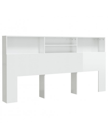 Testiera con Contenitore Bianco Lucido 200x19x103,5 cm