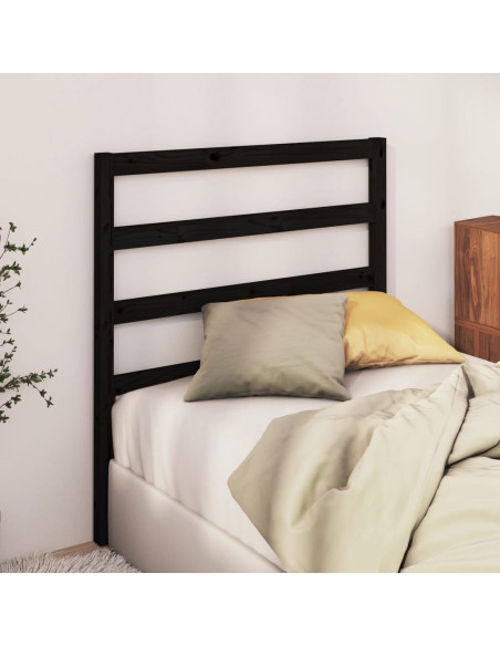 Testiera per Letto Nera 106x4x100 cm in Legno Massello di Pino