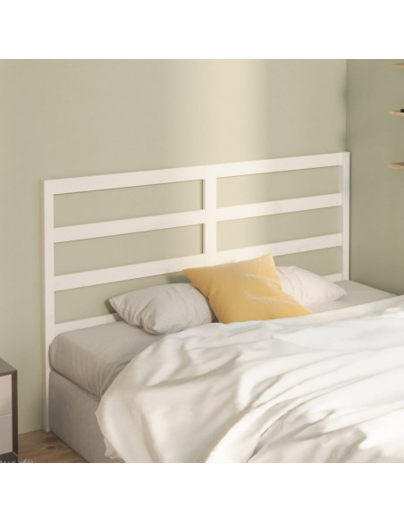 Testiera per Letto Bianca 126x4x100cm in Legno Massello di Pino