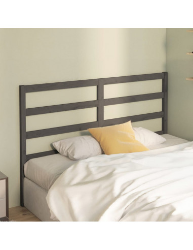 Testiera per Letto Grigia 126x4x100cm in Legno Massello di Pino
