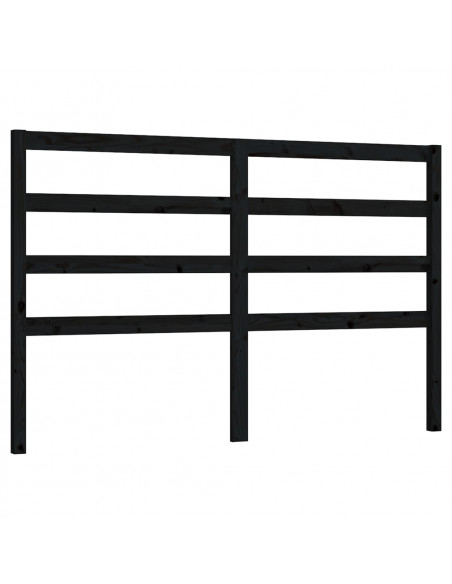 Testiera per Letto Nera 126x4x100 cm in Legno Massello di Pino