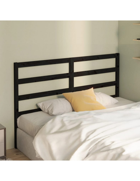 Testiera per Letto Nera 126x4x100 cm in Legno Massello di Pino