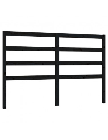 Testiera per Letto Nera 146x4x100 cm in Legno Massello di Pino