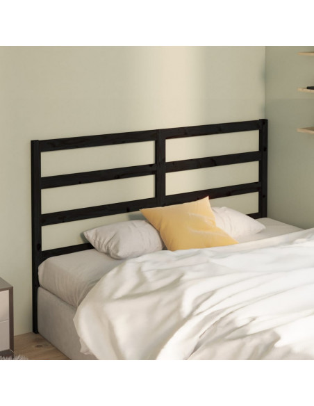 Testiera per Letto Nera 146x4x100 cm in Legno Massello di Pino
