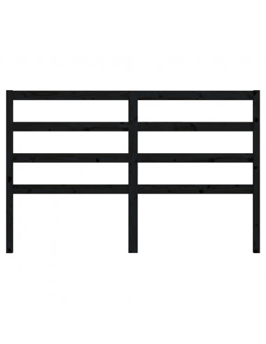 Testiera per Letto Nera 146x4x100 cm in Legno Massello di Pino