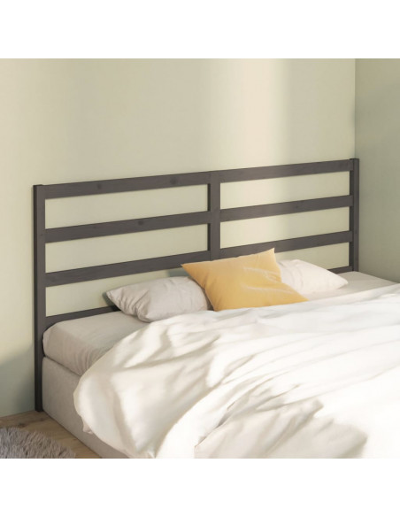 Testiera per Letto Grigia 186x4x100cm in Legno Massello di Pino