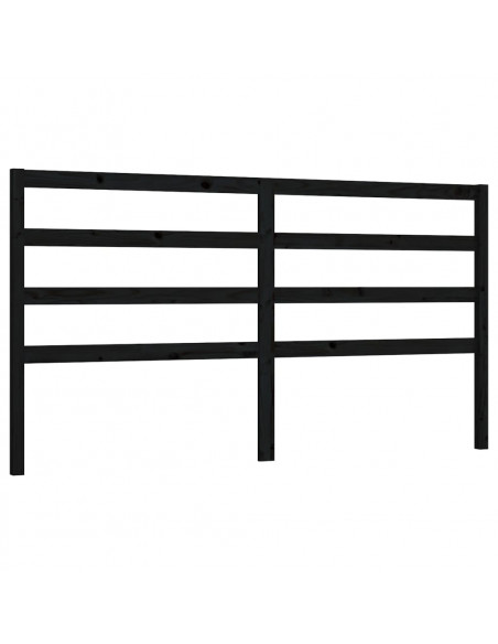 Testiera per Letto Nera 186x4x100 cm in Legno Massello di Pino