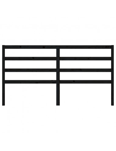 Testiera per Letto Nera 186x4x100 cm in Legno Massello di Pino