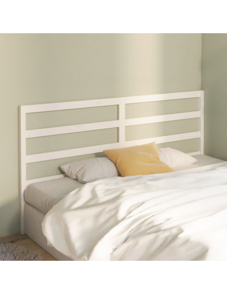 Testiera per Letto Bianca 206x4x100 cm Legno Massello di Pino