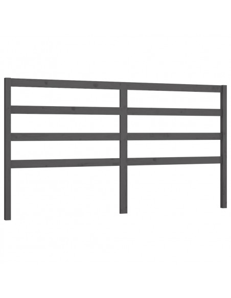 Testiera per Letto Grigia 206x4x100cm in Legno Massello di Pino