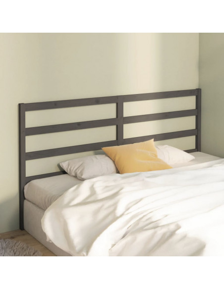Testiera per Letto Grigia 206x4x100cm in Legno Massello di Pino
