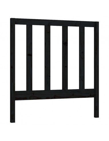 Testiera per Letto Nera 81x4x100 cm in Legno Massello di Pino