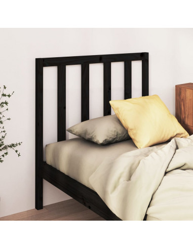 Testiera per Letto Nera 81x4x100 cm in Legno Massello di Pino