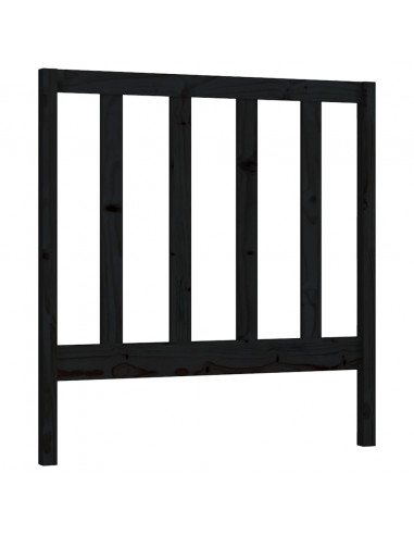 Testiera per Letto Nera 96x4x100 cm in Legno Massello di Pino