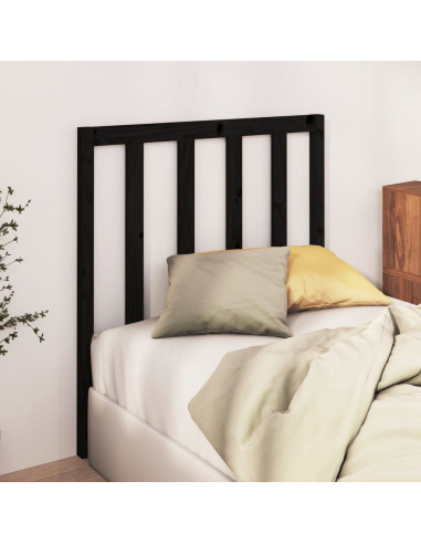 Testiera per Letto Nera 96x4x100 cm in Legno Massello di Pino