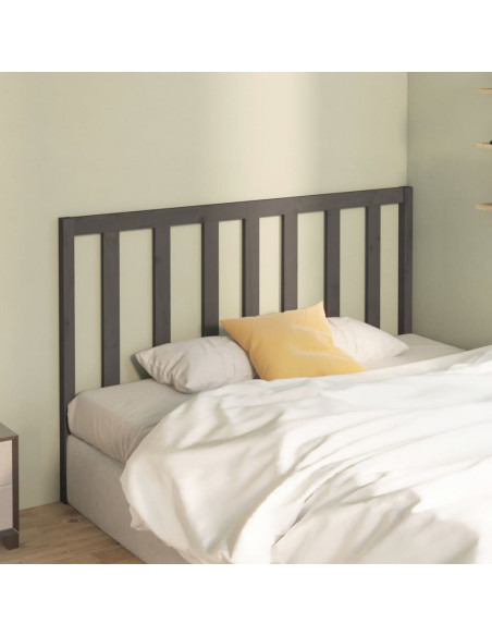Testiera per Letto Grigia 156x4x100cm in Legno Massello di Pino
