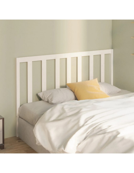 Testiera per Letto Bianca 166x4x100cm in Legno Massello di Pino