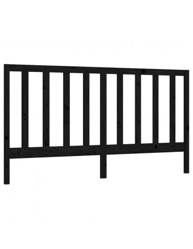 Testiera per Letto Nera 186x4x100 cm in Legno Massello di Pino