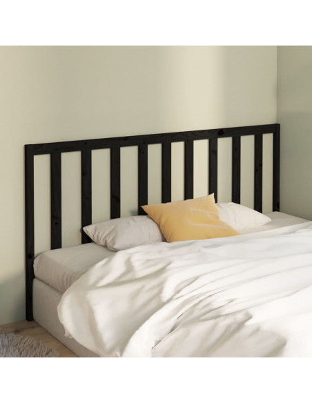 Testiera per Letto Nera 186x4x100 cm in Legno Massello di Pino