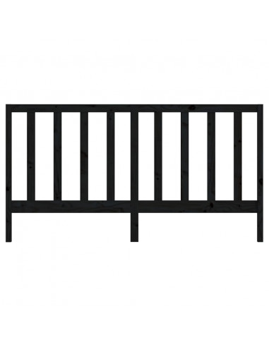 Testiera per Letto Nera 186x4x100 cm in Legno Massello di Pino